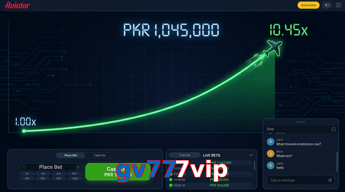 Main screen of Gv777vip aviator page for PK players